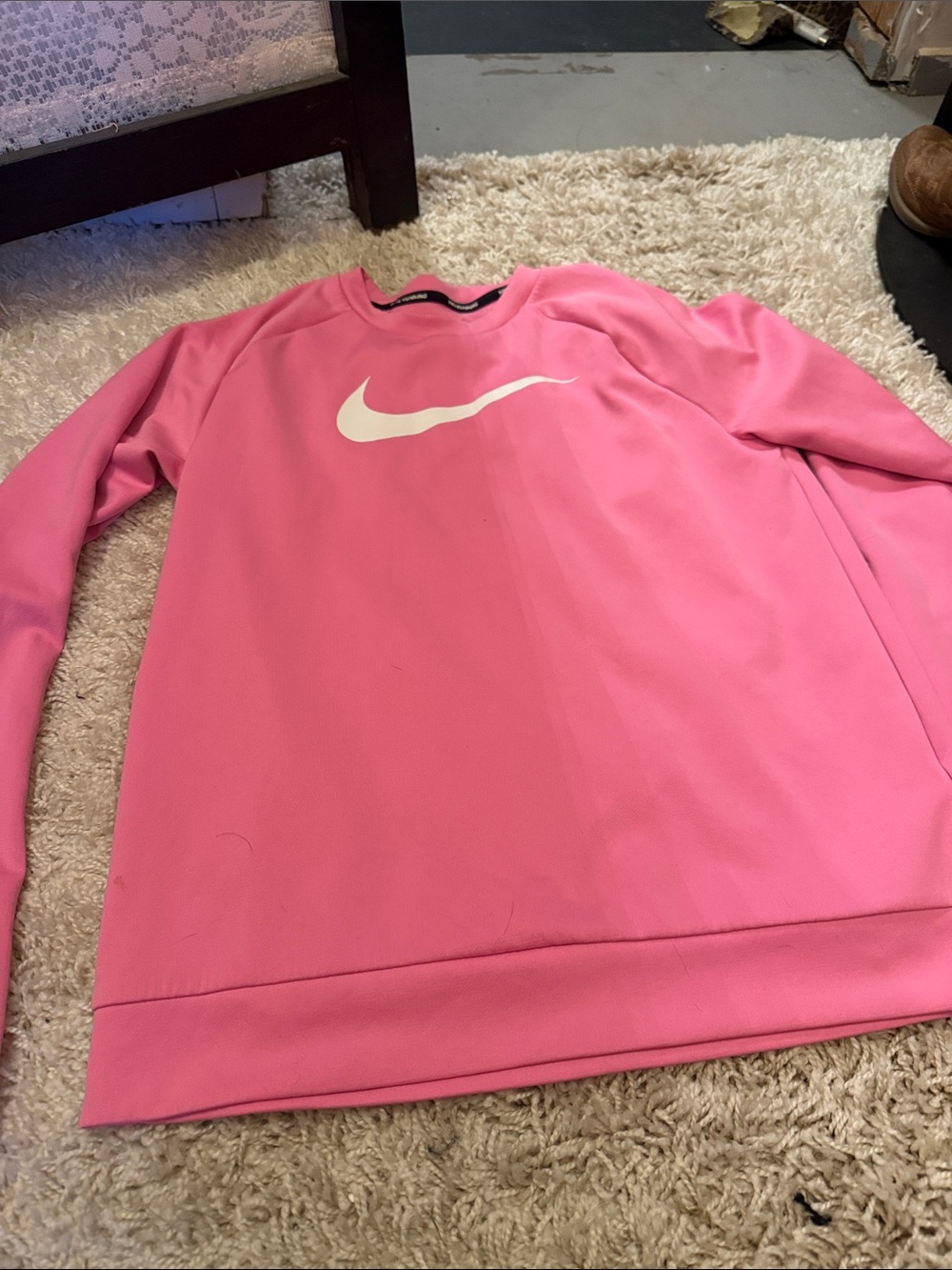 Nike Pink Women's Crew Sweatshirt with White Swoosh